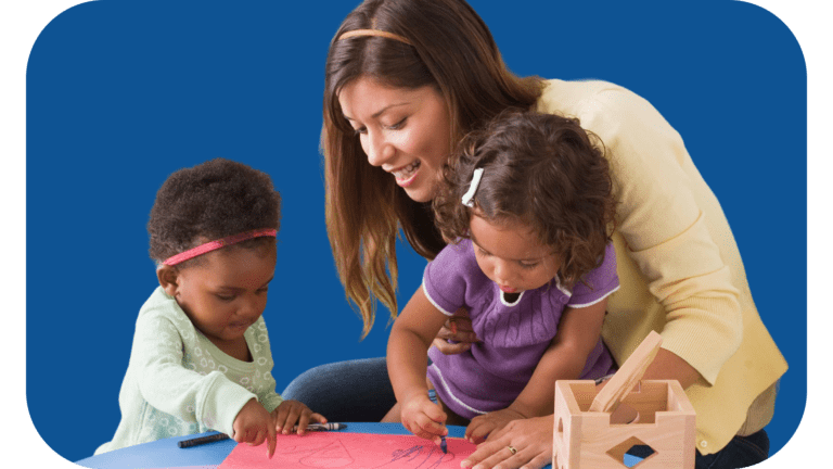 Daycare teacher with children after taking Code Ana's epi certification